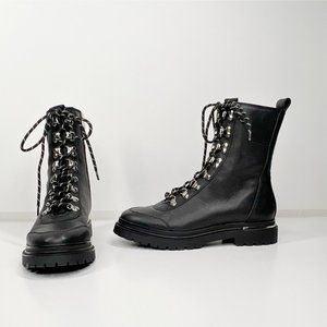 VIA SPIGA Lace Up Black Combat Boots 8